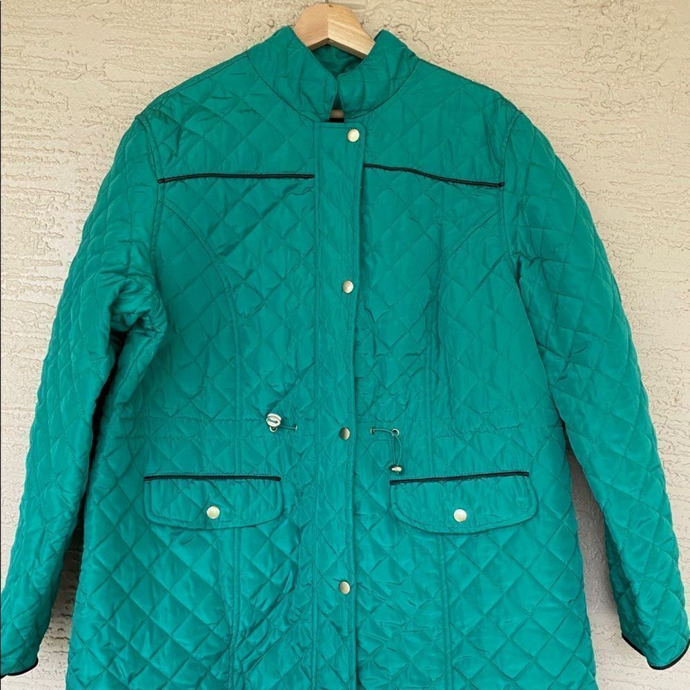 Ashley Stewart Women Quilted Jacket Size 14-16 (1X) Green  Button-Up Zip Pockets